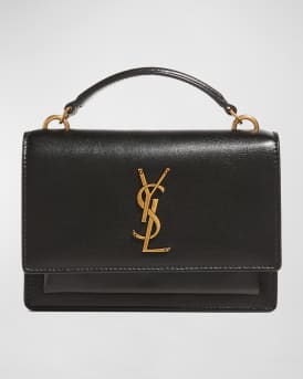 Saint Laurent Sunset Monogram YSL Small Crocodile Embossed Wallet on Chain