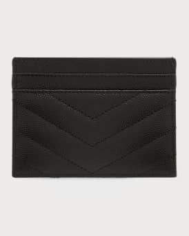 YSL Monogram Card Case in Grained Leather