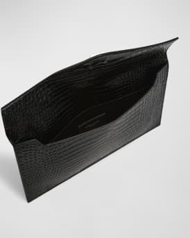 Uptown YSL Pouch in Croc-Embossed Leather