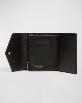 YSL Monogram Trifold Wallet in Grained Leather