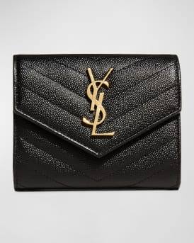 YSL Monogram Trifold Wallet in Grained Leather