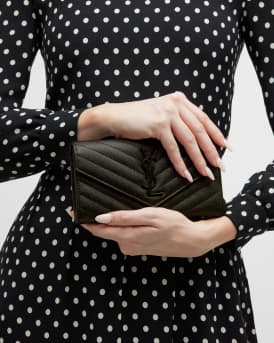 YSL Monogram Large Flap Wallet in Grained Leather