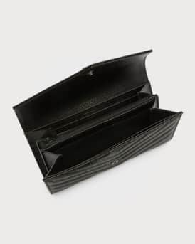 YSL Monogram Large Flap Wallet in Grained Leather