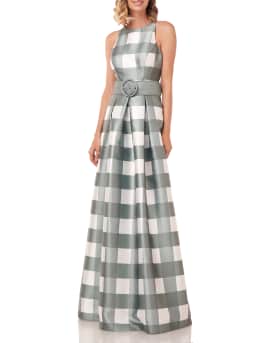 Kay unger top gingham gown