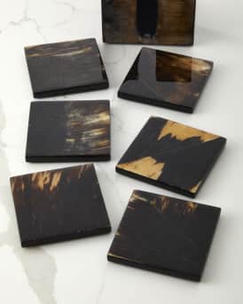 Horn Veneer Coasters, Set of 6