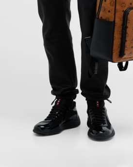 Men's America's Cup Patent Leather Patchwork Sneakers