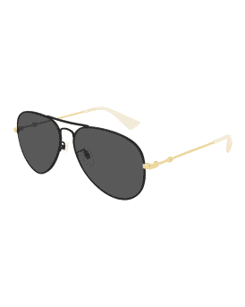 Gucci Two-Tone Metal Aviator Sunglasses | Neiman Marcus
