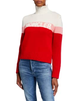 Moncler Colorblock Logo Sweater Neiman Marcus