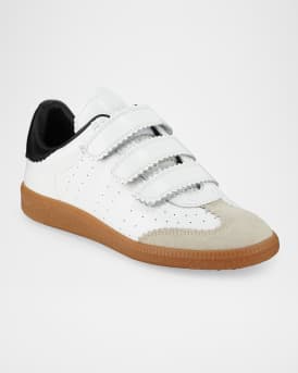 Beth Perforated Leather Grip-Strap Sneakers