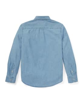 Boy's Woven Chambray Shirt, Size S-XL