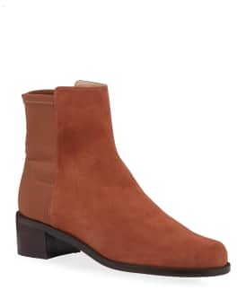 Stuart Weitzman Easyon Reserve Suede Gabardine Booties Neiman