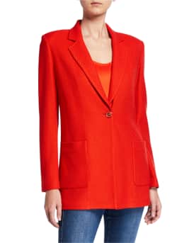 St. John Collection Diagonal Knitted Twill Blazer Jacket