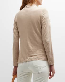 Stretch Linen One-Button Blazer