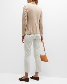 Stretch Linen One-Button Blazer