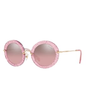 Miu miu discount round glitter sunglasses