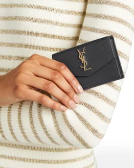 YSL Monogram Flap Card Case in Grained Leather