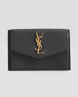 YSL Monogram Flap Card Case in Grained Leather