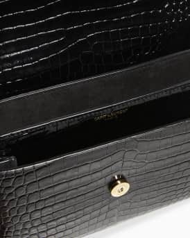 Sunset Medium YSL Crossbody Bag in Croc-Embossed Leather
