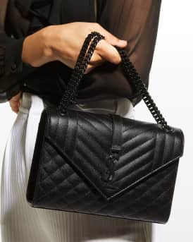 Envelope Triquilt Medium YSL Shoulder Bag in Grained Leather