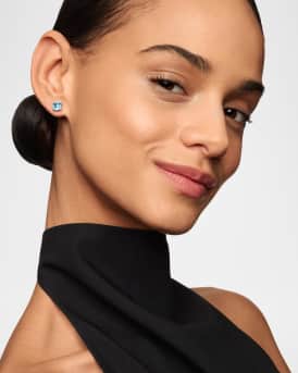 Chatelaine Stud Earrings with Gemstsones and Diamonds in Silver, 6mm