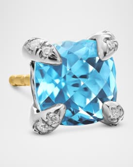 Chatelaine Stud Earrings with Gemstsones and Diamonds in Silver, 6mm