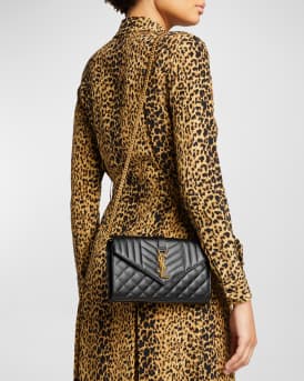 Envelope Triquilt YSL Wallet on Chain in Grained Leather