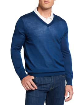 Ghiaia Men s Fine Gauge Cashmere Silk V Neck Sweater
