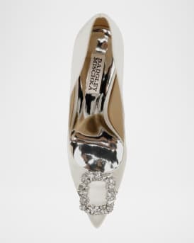 Cher Satin Buckle Cocktail High-Heel Pumps