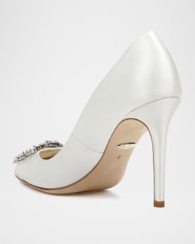 Cher Satin Buckle Cocktail High-Heel Pumps