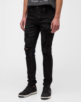 Men's Slim-Fit Coated Dark-Wash Jeans