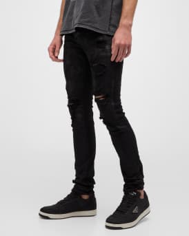 Men's Slim-Fit Coated Dark-Wash Jeans