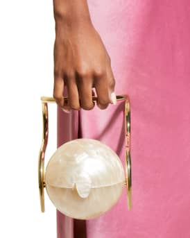 Pearl Acrylic Metal Top-Handle Bag