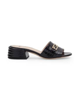 Fendi Mock Croc FF Slide Sandals Neiman Marcus