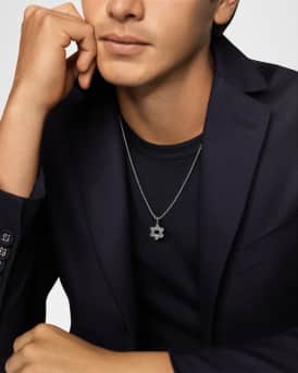 Men's Cable Star of David Pendant in Silver, 19mm