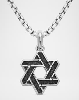 Men's Cable Star of David Pendant in Silver, 19mm