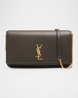 YSL Monogram Phone Holder Crossbody Bag in Leather