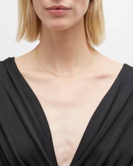 14k Gold Asymmetrical Initial and Bezel Diamond Necklace