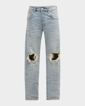 Men's Distressed Light-Wash Skinny Denim Jeans