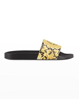 Men’s Versace Black and Gold Medusa Print Slide Sandals. Size 43 Versace medusa slide men - Gem main image 2