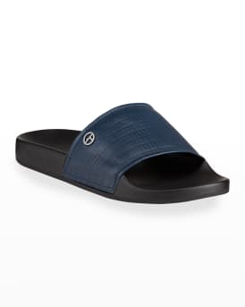 ジョルジオアルマーニ Giorgio Armani Slide Sandals Giorgio Armani Men's Textured Leather Slide Sandals | Neiman