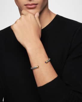 6mm Men's Cable Cuff Bracelet in Silver