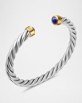 6mm Men's Cable Cuff Bracelet in Silver