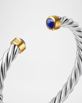 6mm Men's Cable Cuff Bracelet in Silver
