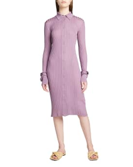 Bottega Veneta Silk Ribbed Midi Dress | Neiman Marcus