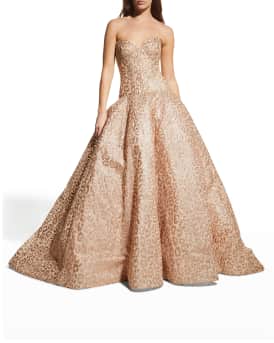 Monique Lhuillier Leopard Jacquard Strapless Ball Gown Neiman Marcus
