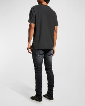 Men's Dropped-Fit Distressed Resin Jeans