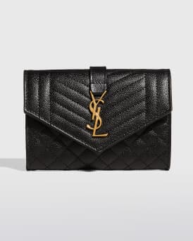 Envelope Small YSL Flap Wallet in Grained Leather