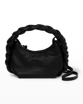 Hereu Espiga Mini Braided Handle Leather Handbag in Black