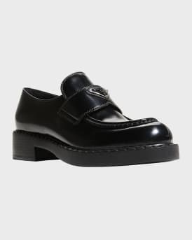 Leather Triangle Logo Loafers