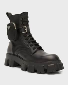Men's Re-Nylon & Leather Zip Pocket Combat Boots